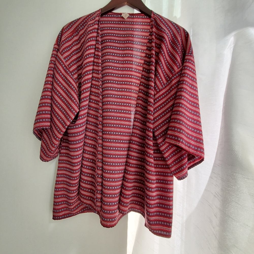 Flowy Wide Shortsleeve Kimono Stripes S